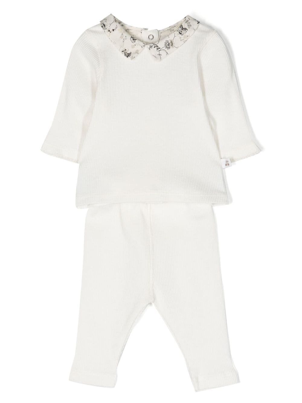 Bonpoint contrasting-collar cotton trouser set - White von Bonpoint
