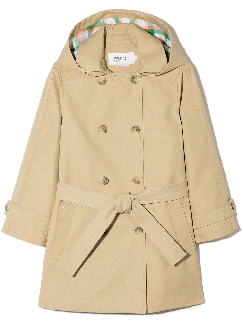 Bonpoint double-breasted hooded trench coat - Neutrals von Bonpoint