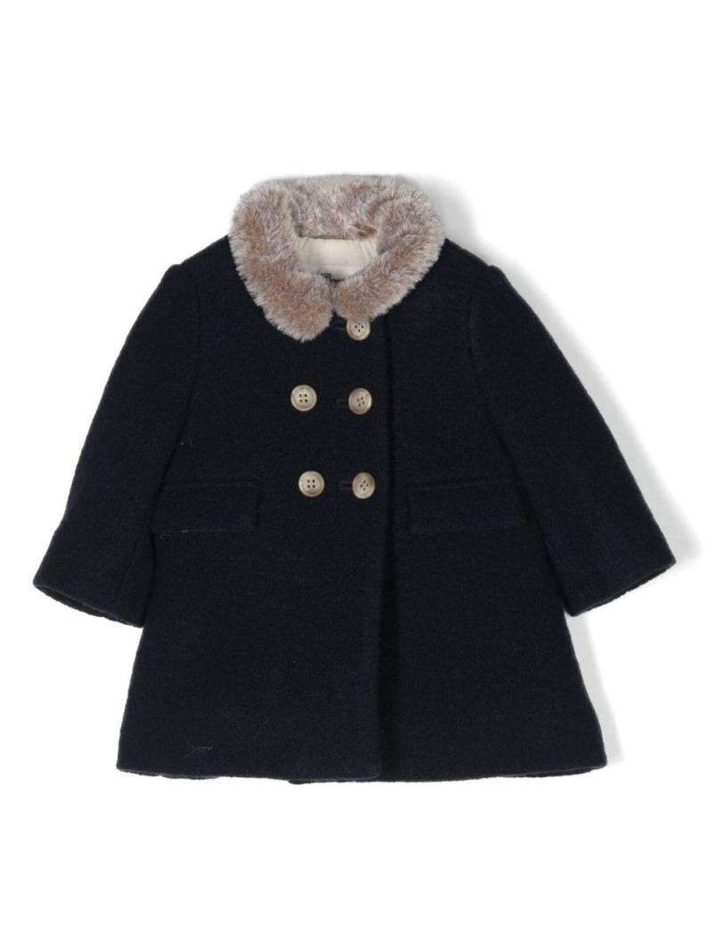 Bonpoint double-breasted shearling-collar coat - Blue von Bonpoint