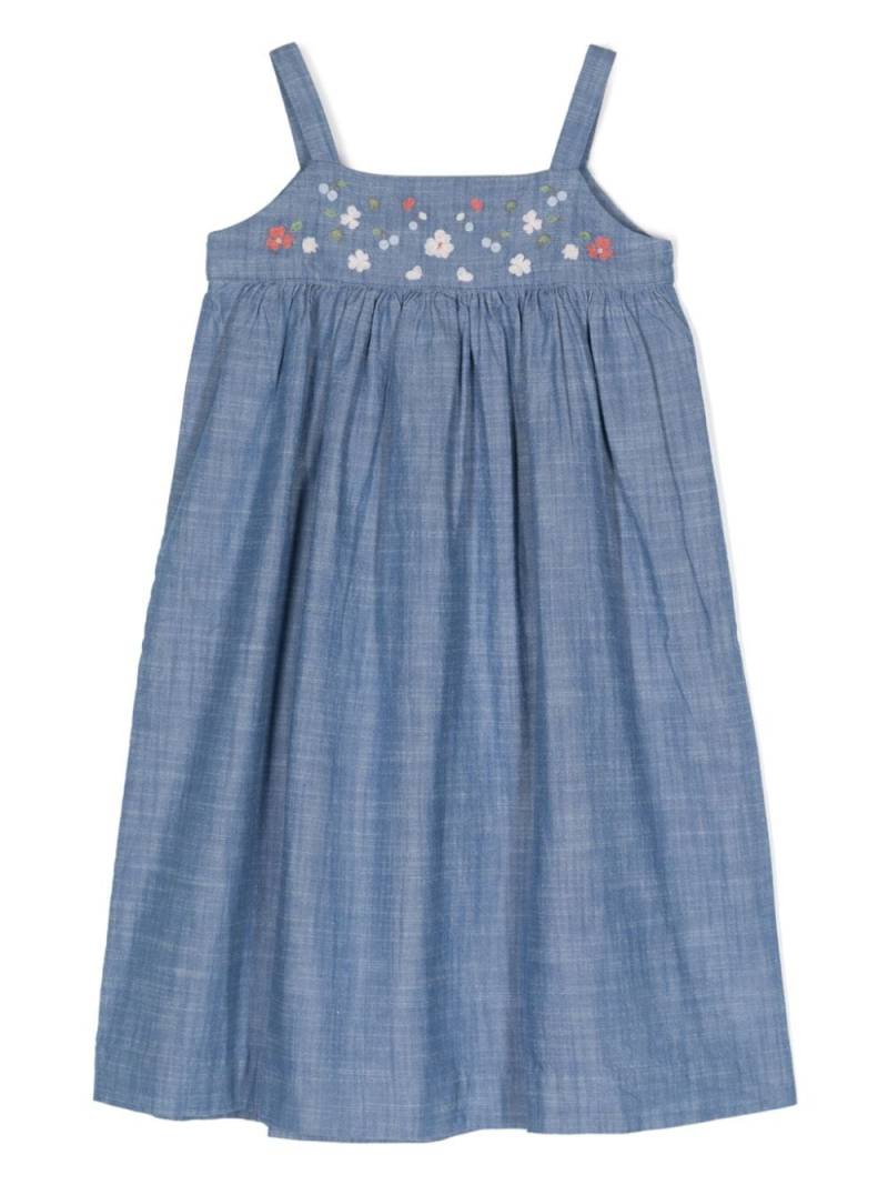 Bonpoint floral-embroidered cotton dress - Blue von Bonpoint