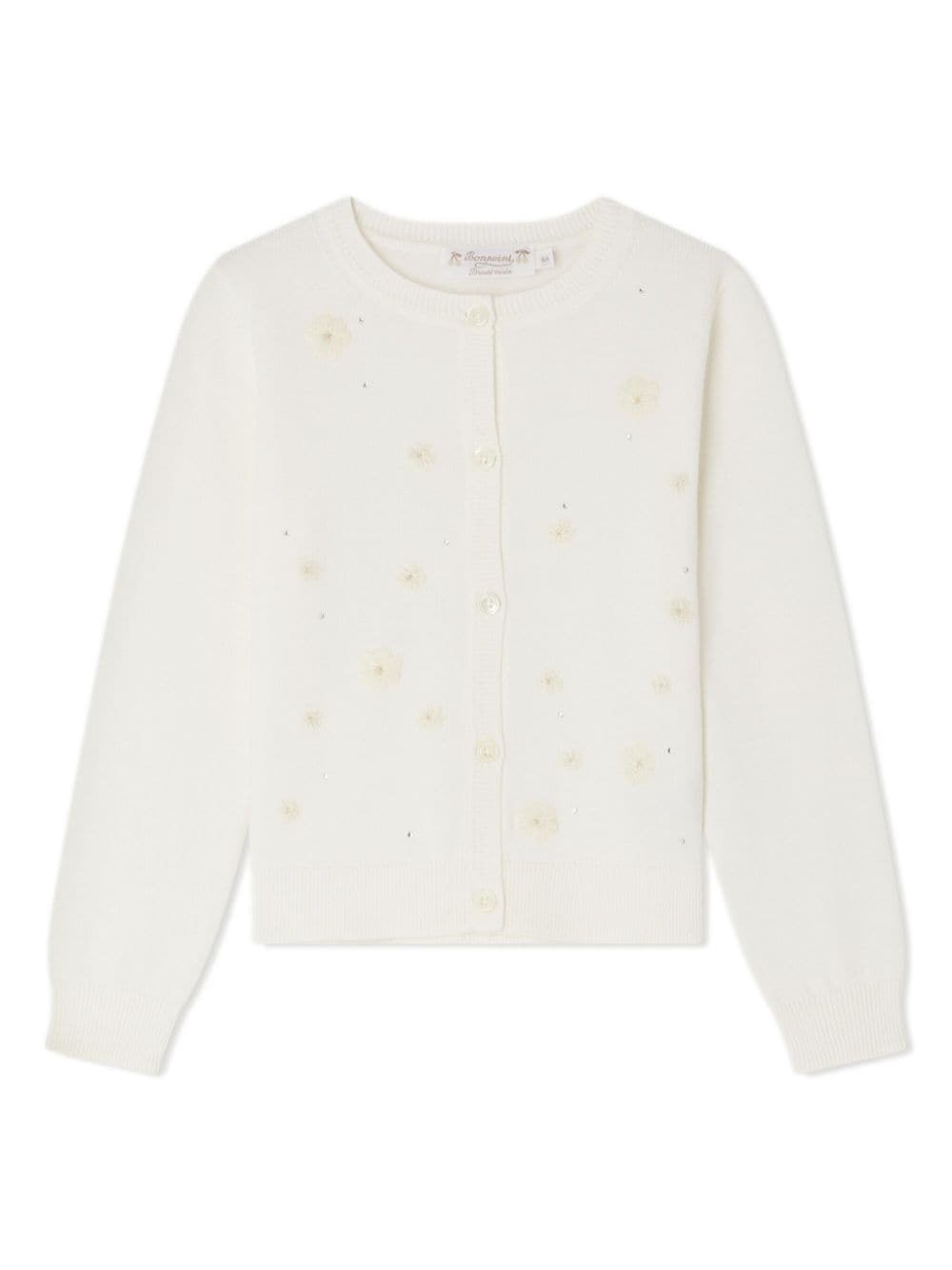 Bonpoint floral-embroidered fine-knit cardigan - White von Bonpoint