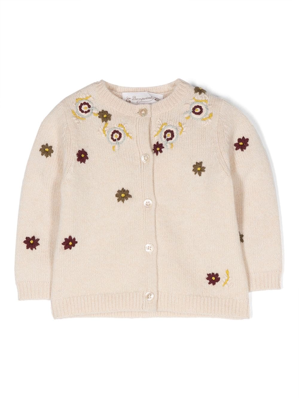 Bonpoint floral-embroidered knitted cardigan - Neutrals von Bonpoint