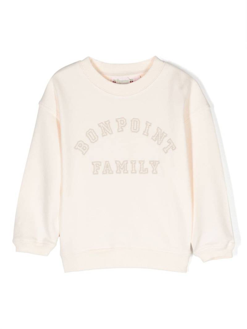 Bonpoint logo-embroidered cotton sweatshirt - Neutrals von Bonpoint