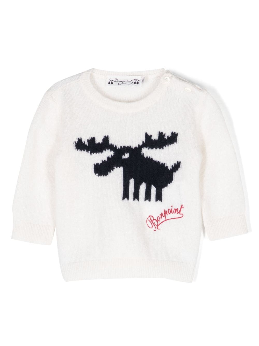 Bonpoint logo-embroidered intarsia-knit jumper - Neutrals von Bonpoint