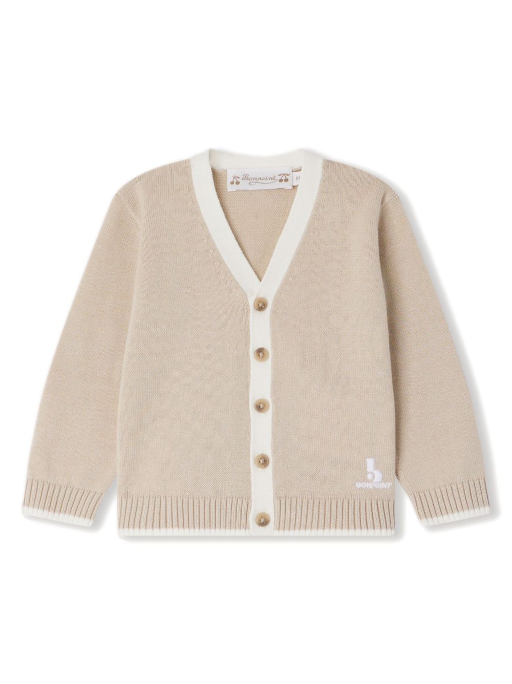 Bonpoint logo-embroidered organic cotton cardigan - Neutrals von Bonpoint