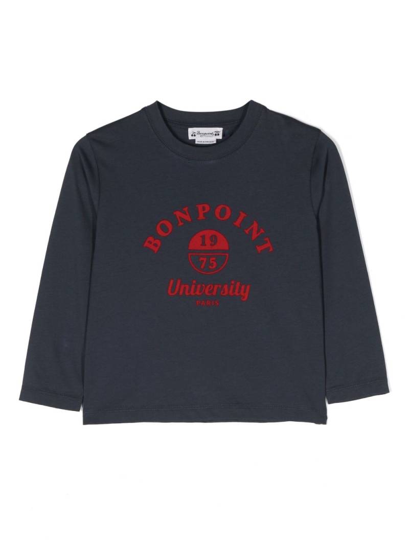 Bonpoint logo-print long-sleeve T-shirt - Blue von Bonpoint