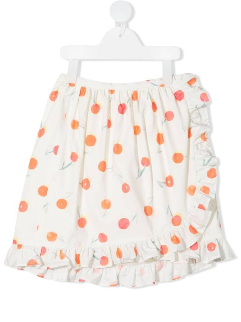 Bonpoint orange-print ruffle-trim skirt - White von Bonpoint