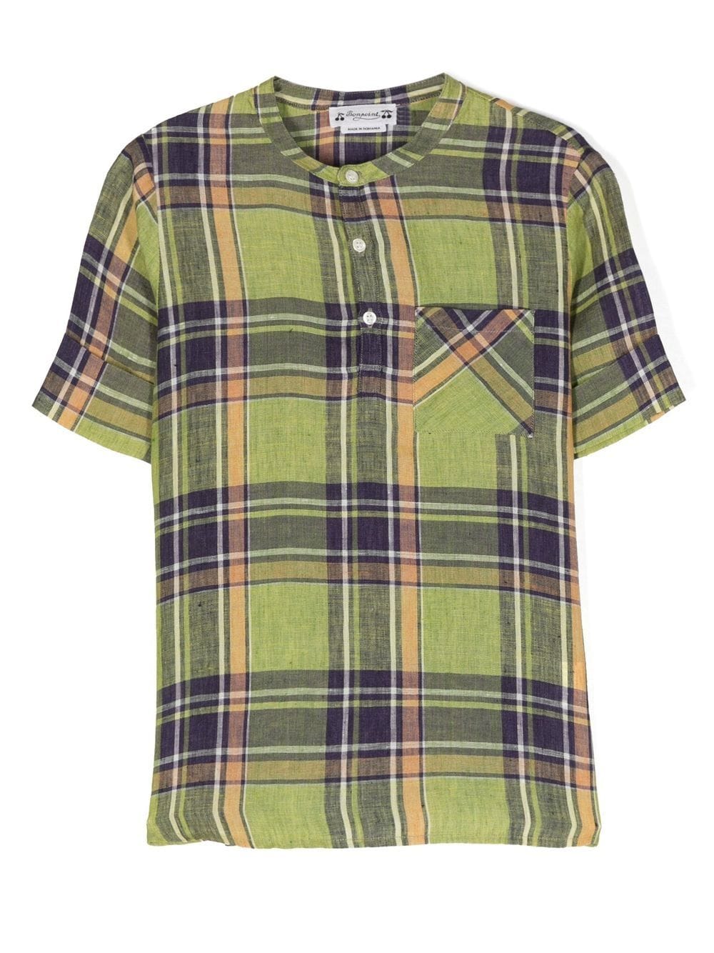 Bonpoint tartan collarless shirt - Green von Bonpoint