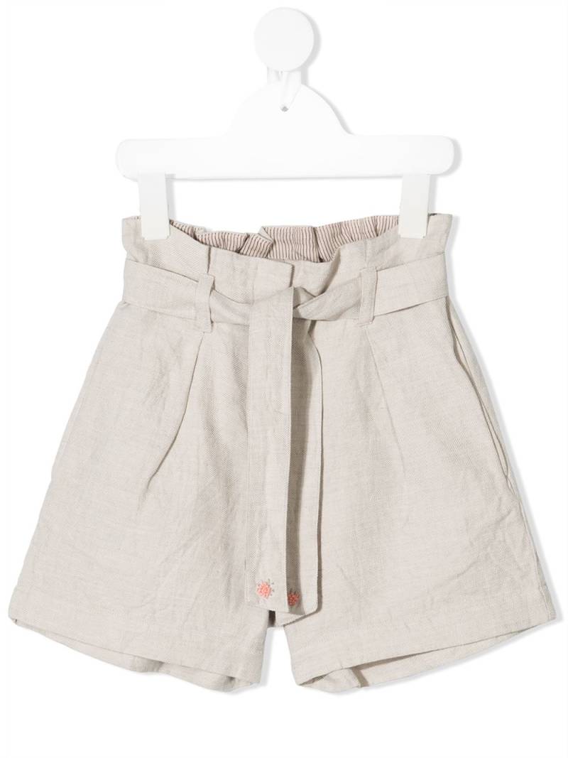 Bonpoint tie-waist embroidered khadi shorts - Neutrals von Bonpoint