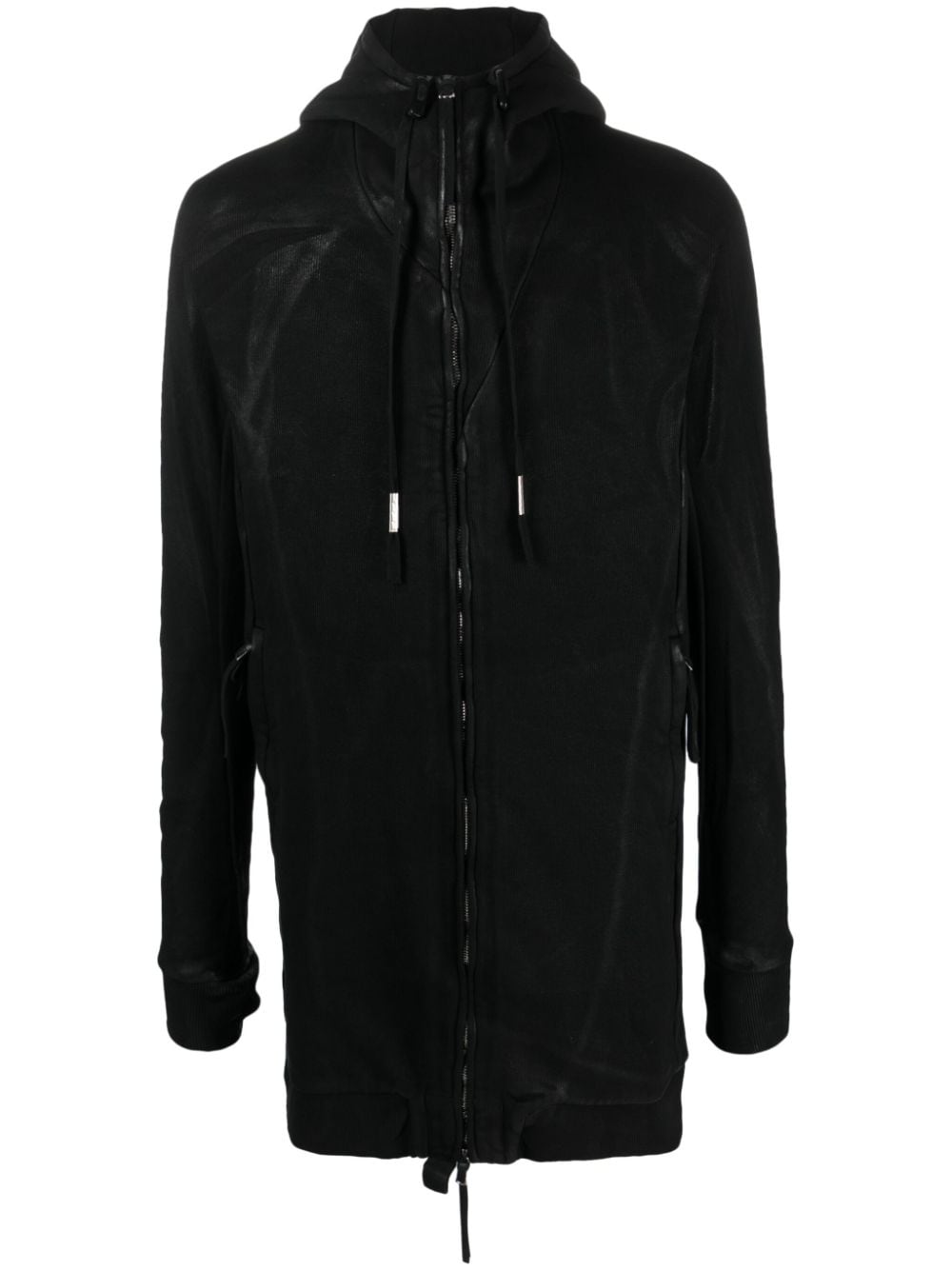 Boris Bidjan Saberi distressed-effect drawstring hooded jacket - Black von Boris Bidjan Saberi
