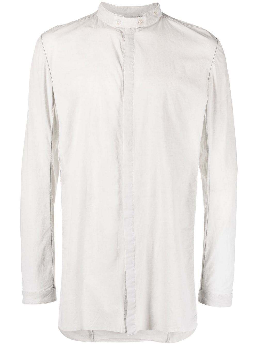 Boris Bidjan Saberi long-sleeve band-collar shirt - Grey von Boris Bidjan Saberi