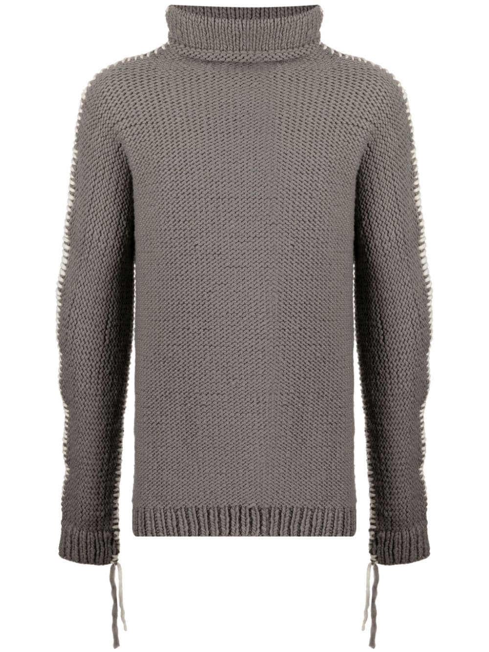 Boris Bidjan Saberi whipstitch-detail merino jumper - Grey von Boris Bidjan Saberi