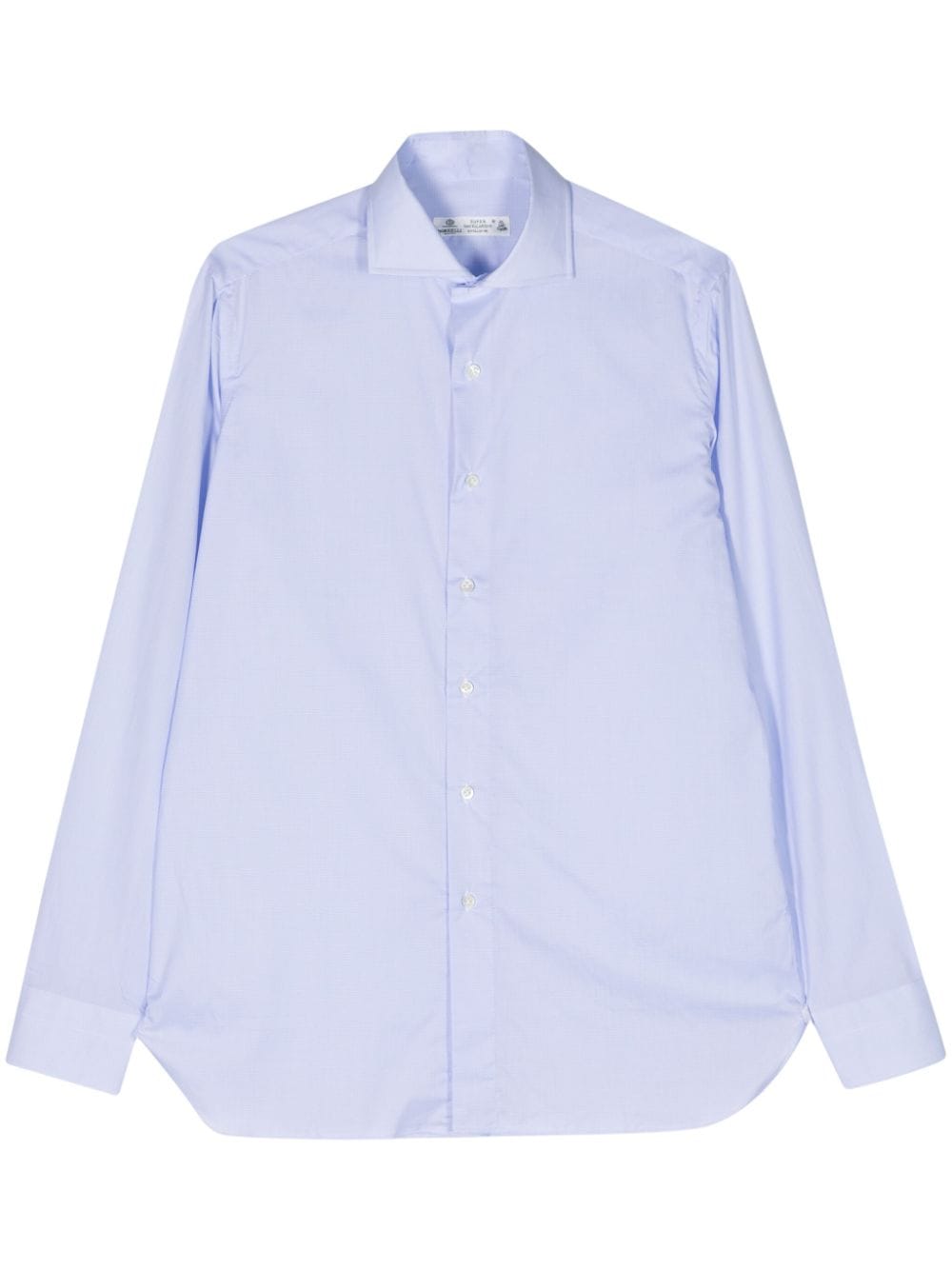 Borrelli mini-check spread-collar shirt - Blue von Borrelli