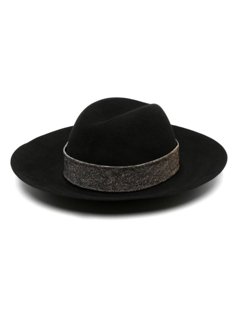 Borsalino ribbon-detail wool fedora hat - Black von Borsalino