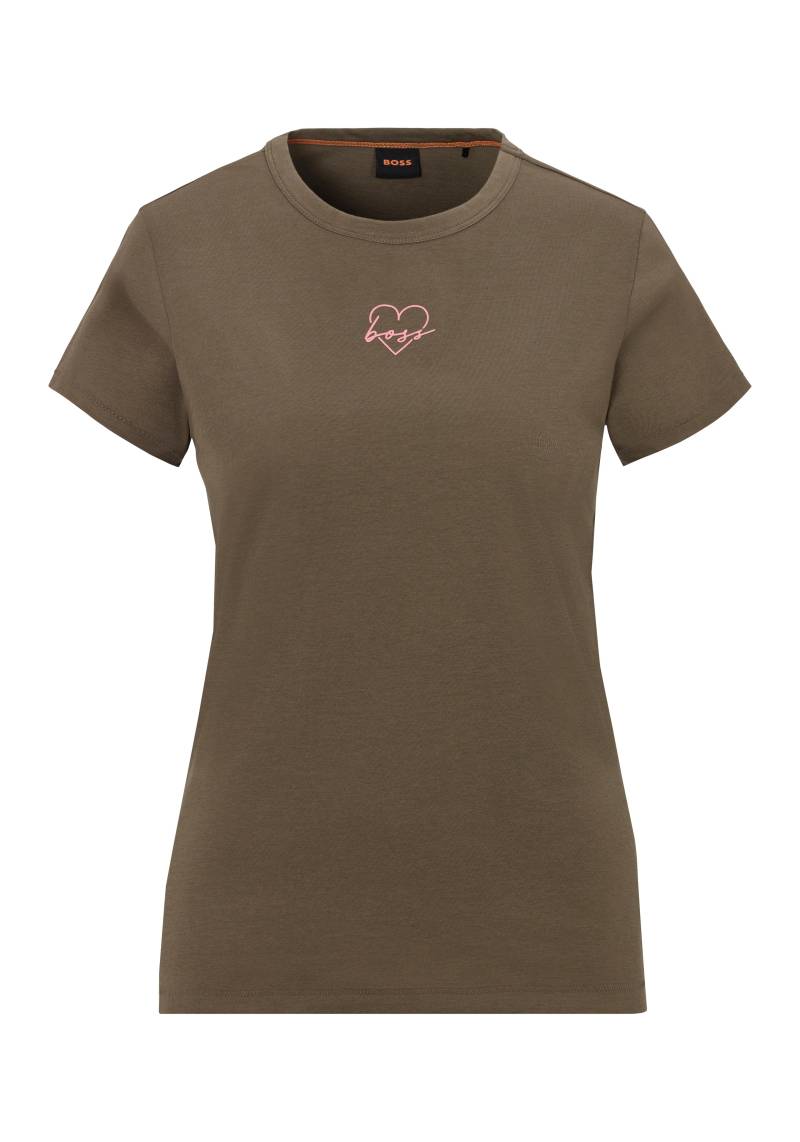 BOSS ORANGE T-Shirt »Elogo Print6 Premium Damenmode«, mit BOSS Logoschriftzug mit Mille Fleur Print von Boss Orange