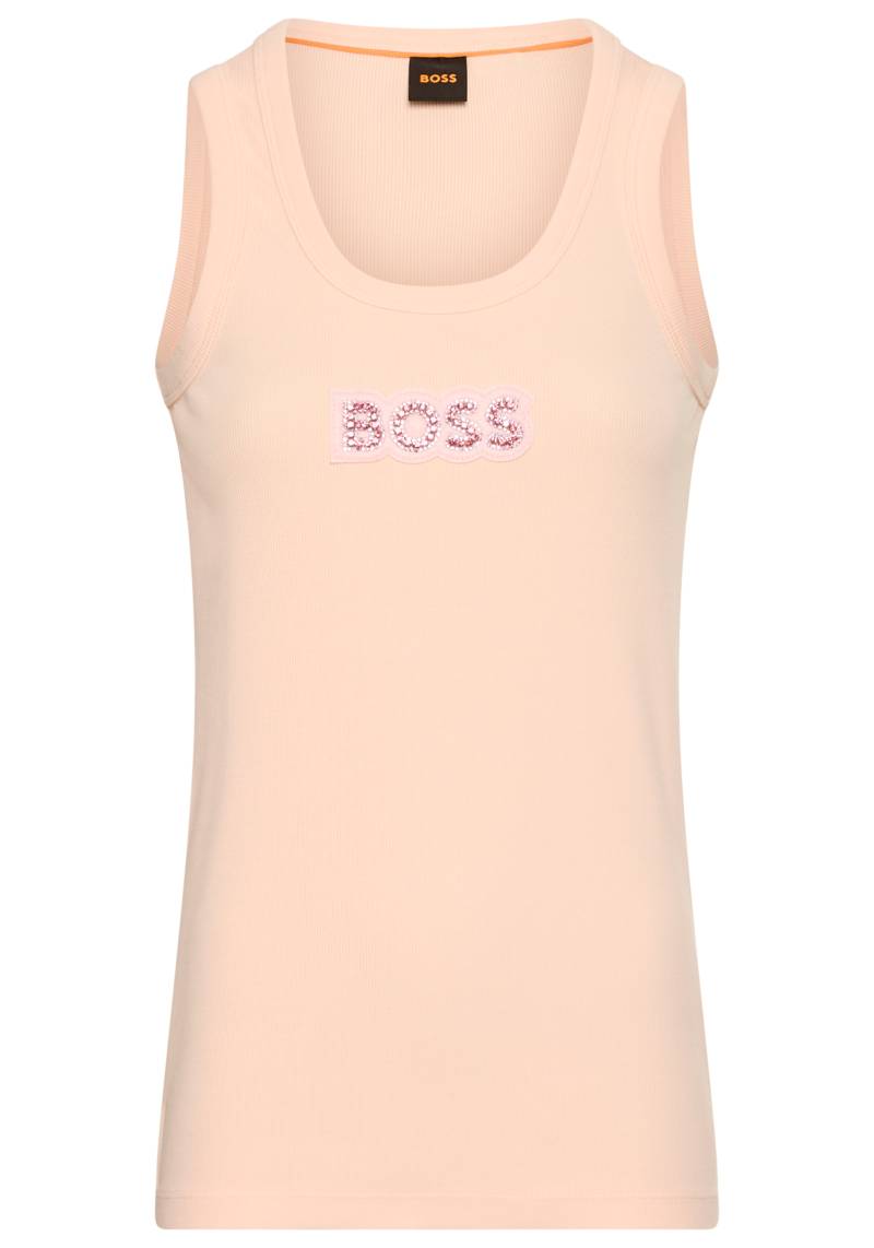 BOSS ORANGE T-Shirt »Ematite Stonebadg Premium Damenmode«, mit glitzerndem Logo-Badge von Boss Orange