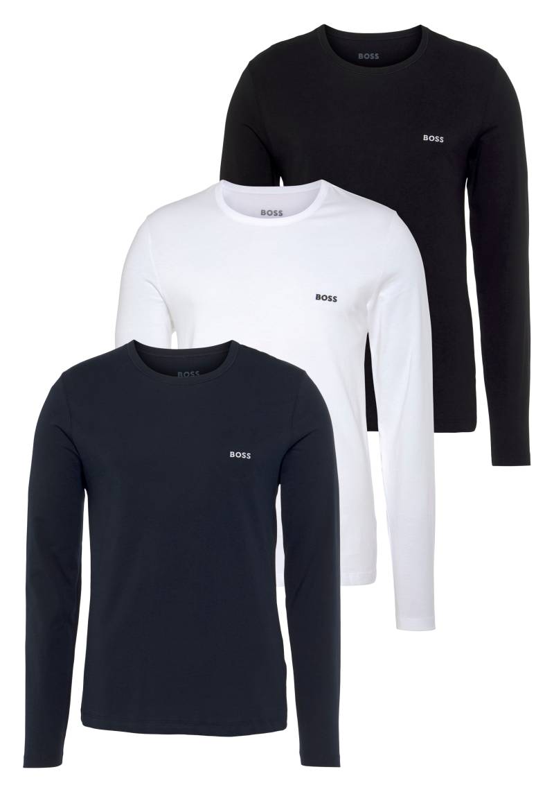 BOSS Langarmshirt »longsleeve-Shirt R-Neck Classic COTTON 3pcs/pack«, (3 tlg.), mit BOSS Logo-Schriftzug von Boss
