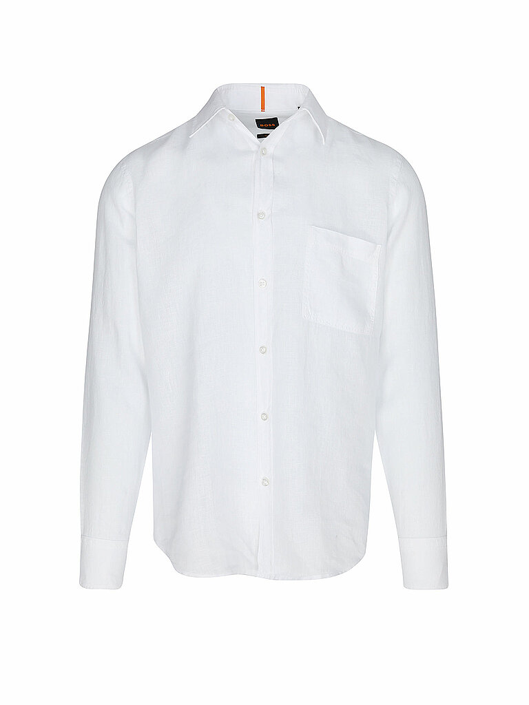 BOSS Leinenhemd Regular Fit RELEGANT weiss | S von Boss