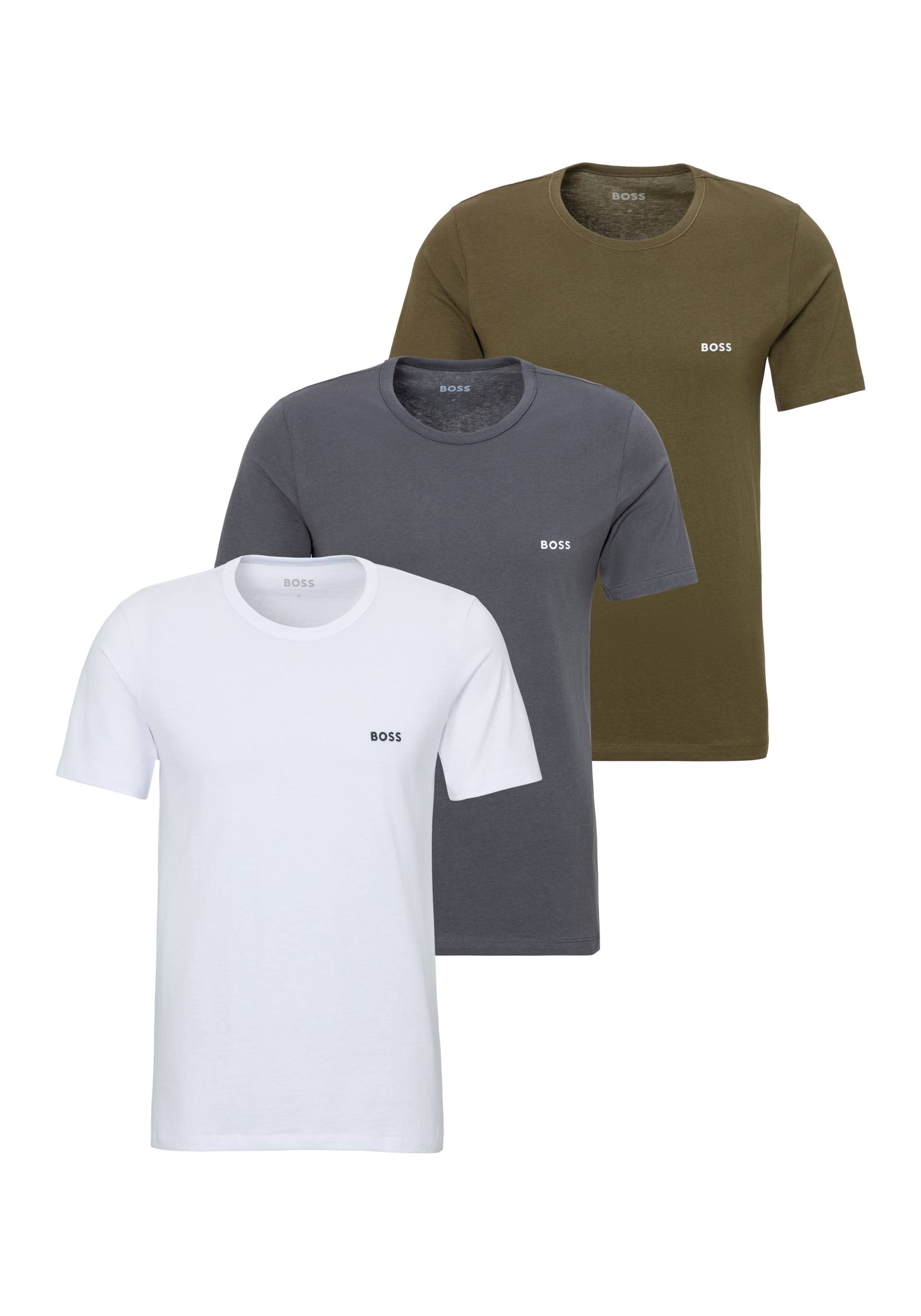 BOSS T-Shirt »TShirtRN 3P Classic«, (3 tlg.), mit Logostickerei von Boss
