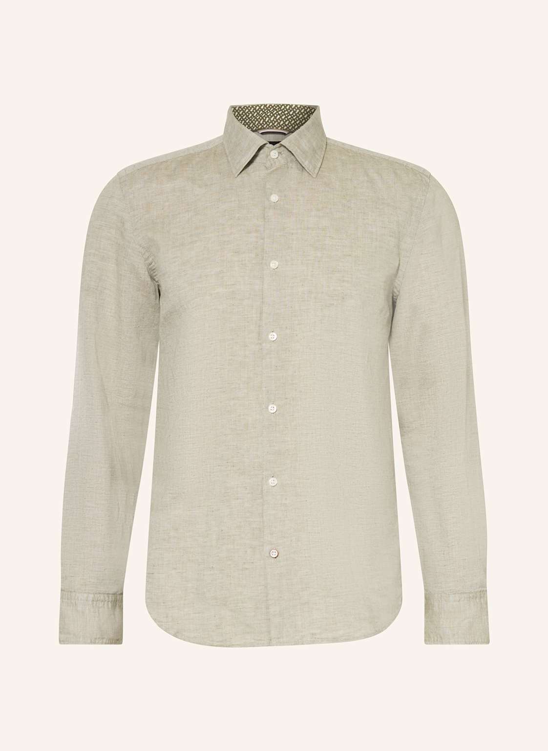Boss Hemd Hal Casual Fit Mit Leinen gruen von Boss