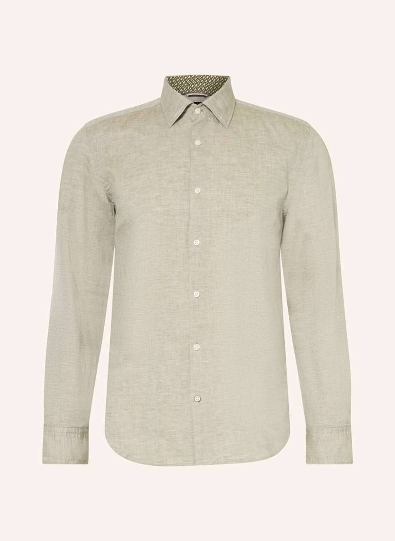Boss Hemd Hal Casual Fit Mit Leinen gruen von Boss