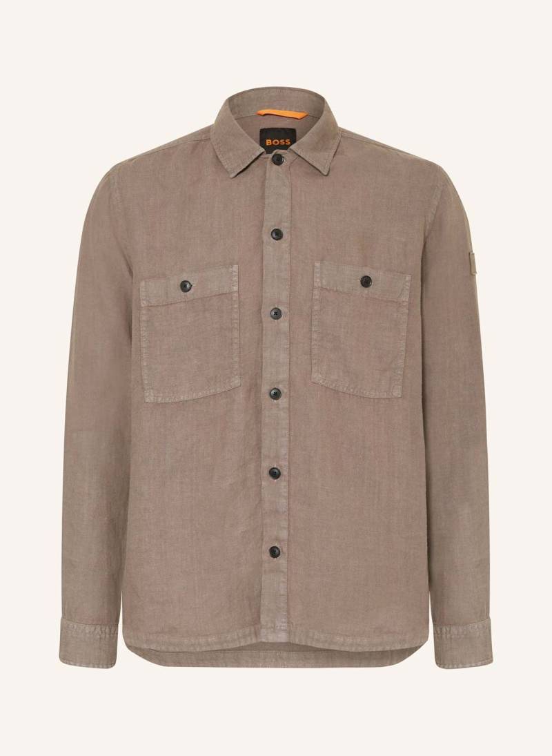 Boss Leinen-Overshirt Locky braun von Boss