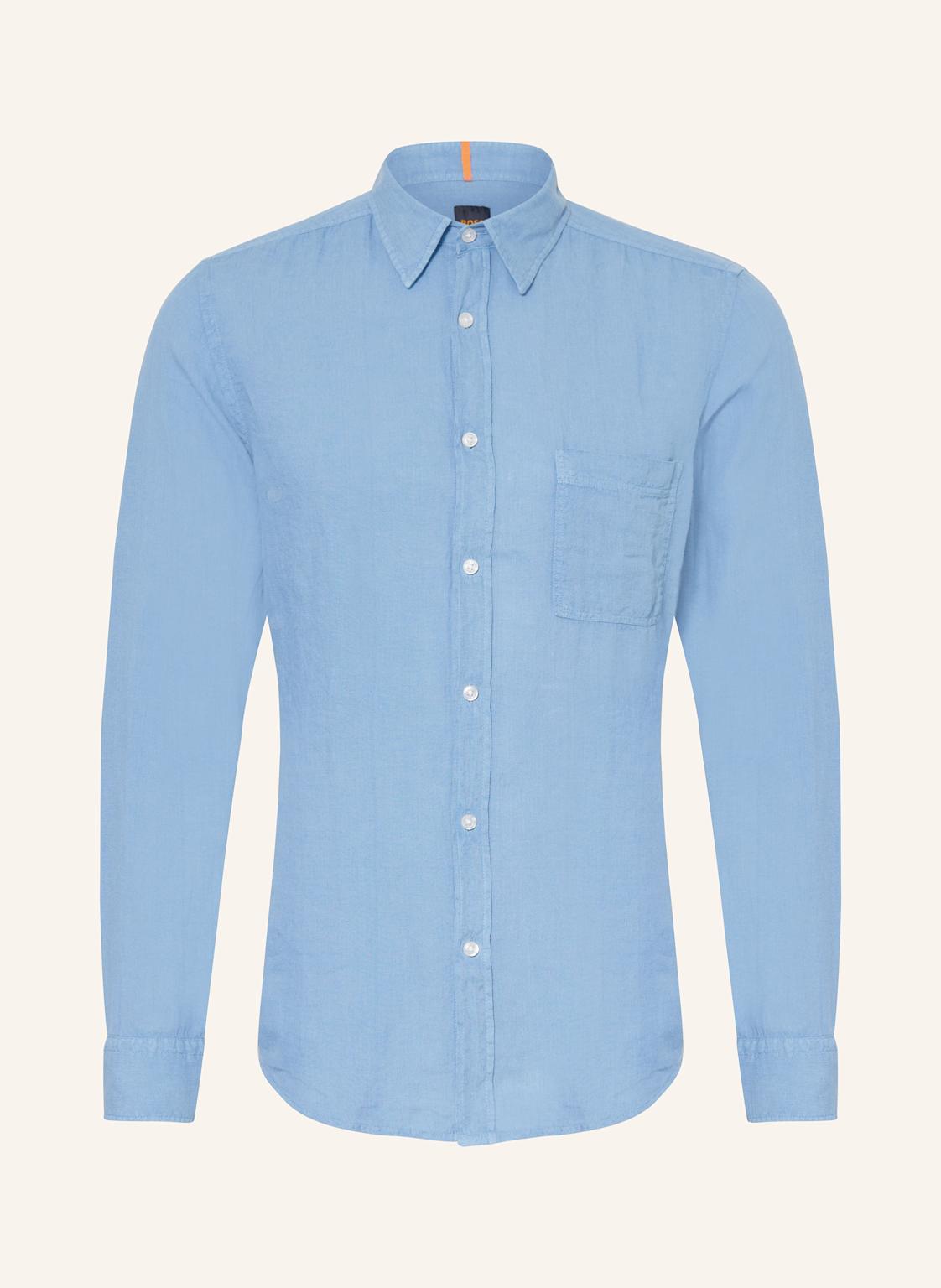 Boss Leinenhemd Relegant Regular Fit blau von Boss