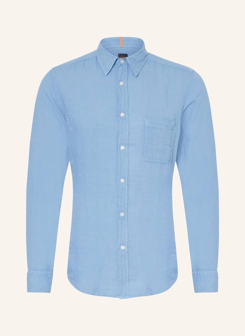Boss Leinenhemd Relegant Regular Fit blau von Boss