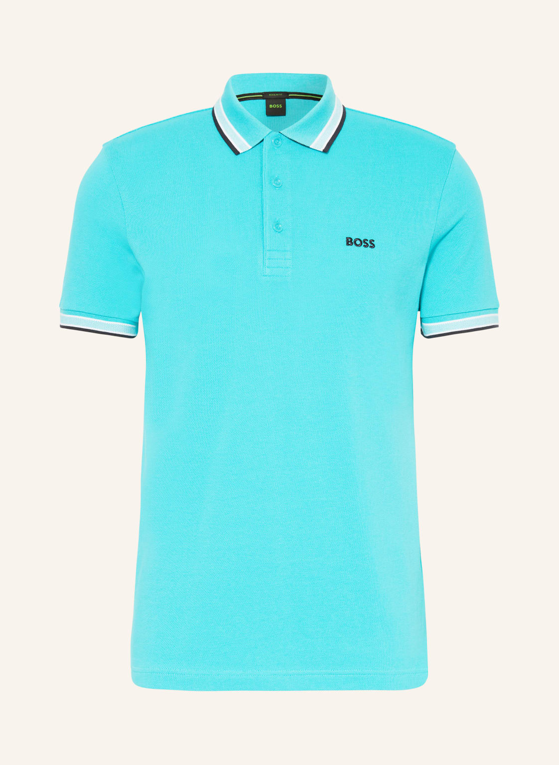 Boss Piqué-Poloshirt Paddy Curved Regular Fit blau von Boss