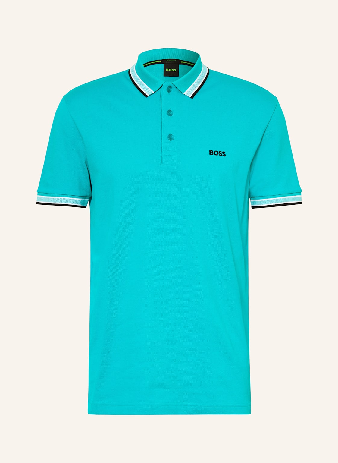 Boss Piqué-Poloshirt Paddy Curved Regular Fit blau von Boss