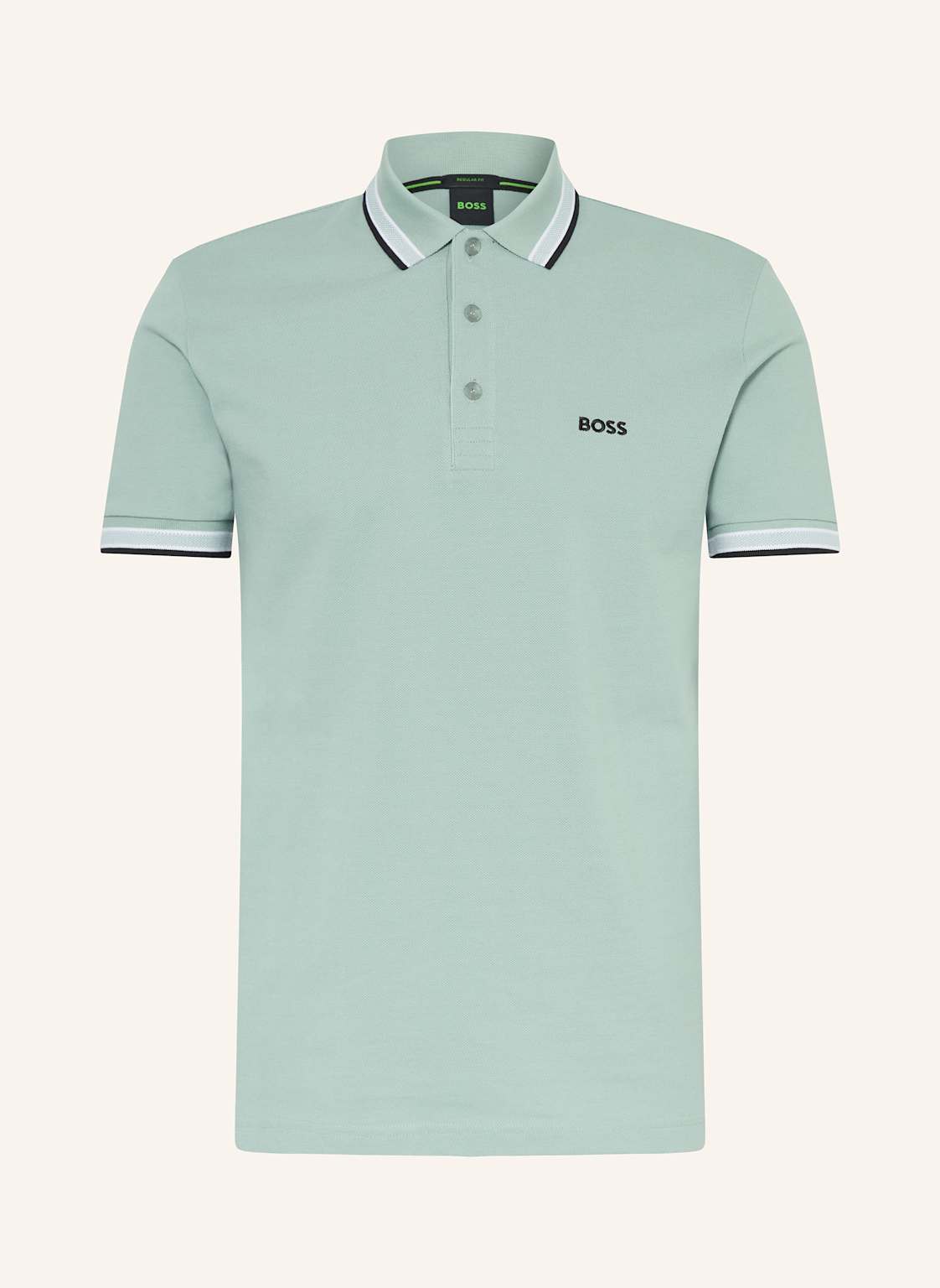 Boss Piqué-Poloshirt Paddy Curved Regular Fit gruen von Boss