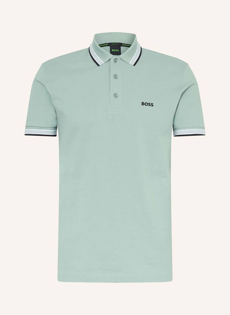 Boss Piqué-Poloshirt Paddy Curved Regular Fit gruen von Boss