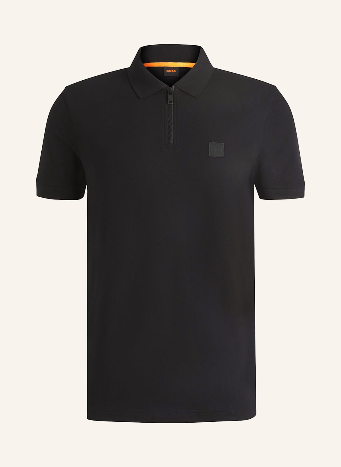Boss Piqué-Poloshirt Passerzip schwarz von Boss
