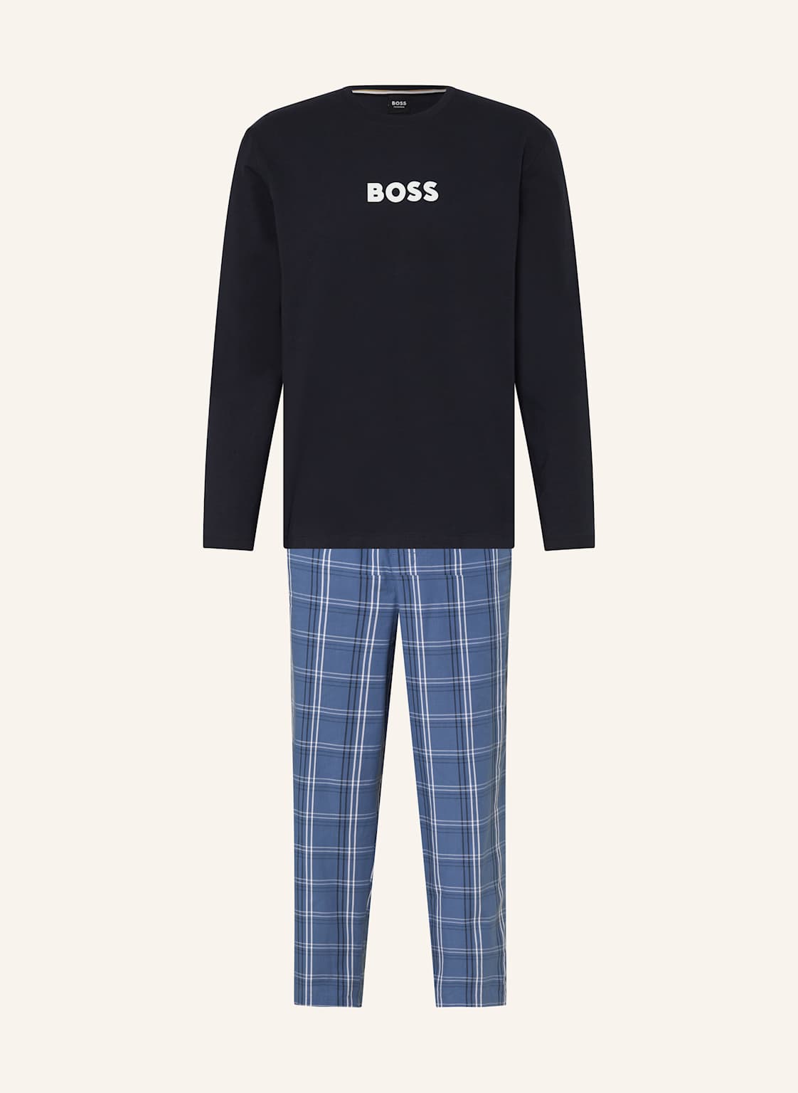 Boss Schlafanzug Easy Long Set blau von Boss