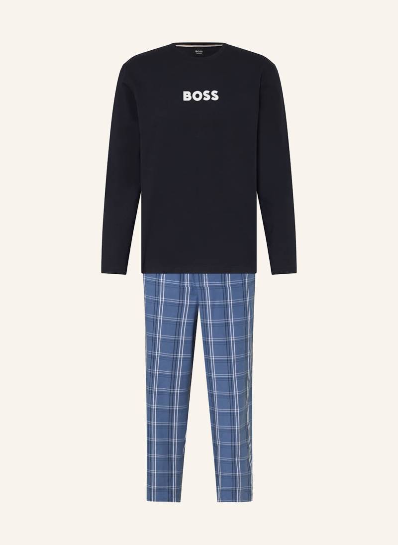 Boss Schlafanzug Easy Long Set blau von Boss