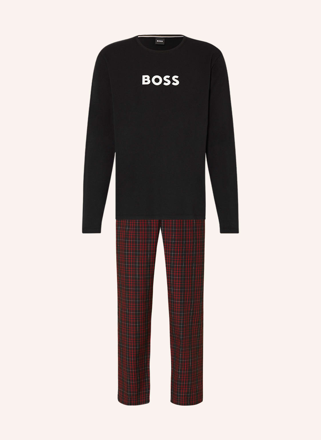 Boss Schlafanzug Easy Long rot von Boss