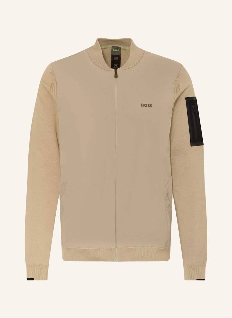 Boss Sweatjacke Ever Im Materialmix beige von Boss