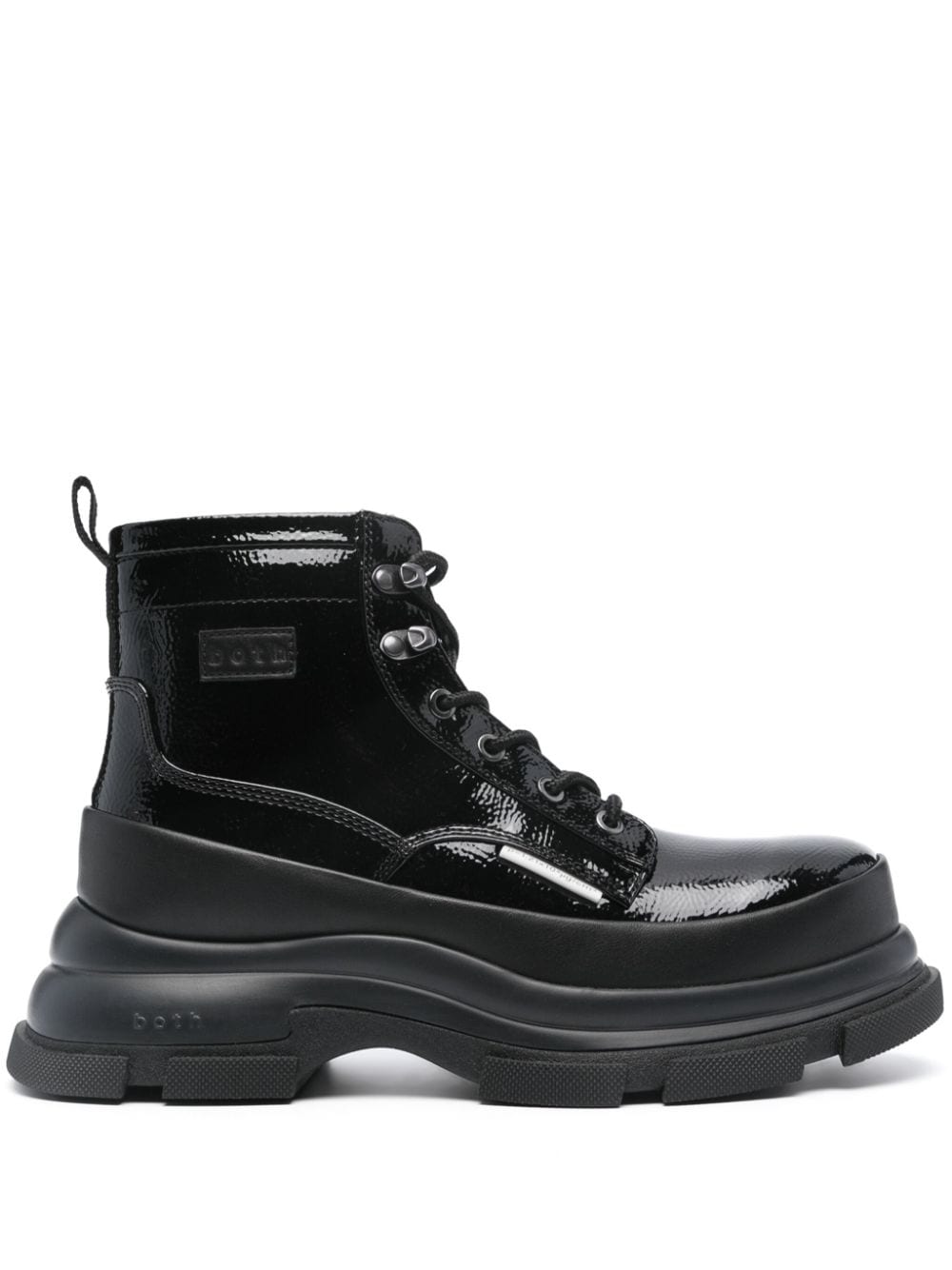 Both logo-patch leather boots - Black