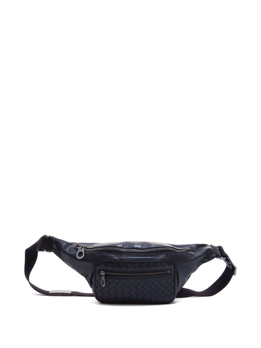 Bottega Veneta Pre-Owned Intrecciato panelling front-zip belt bag - Black von Bottega Veneta Pre-Owned