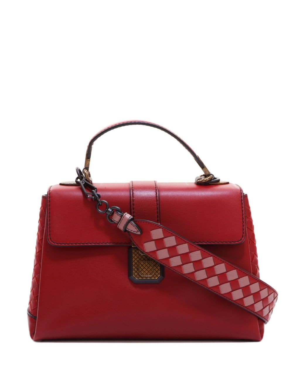 Bottega Veneta Pre-Owned Intrecciato strap flap two-way shoulder bag - Red von Bottega Veneta Pre-Owned