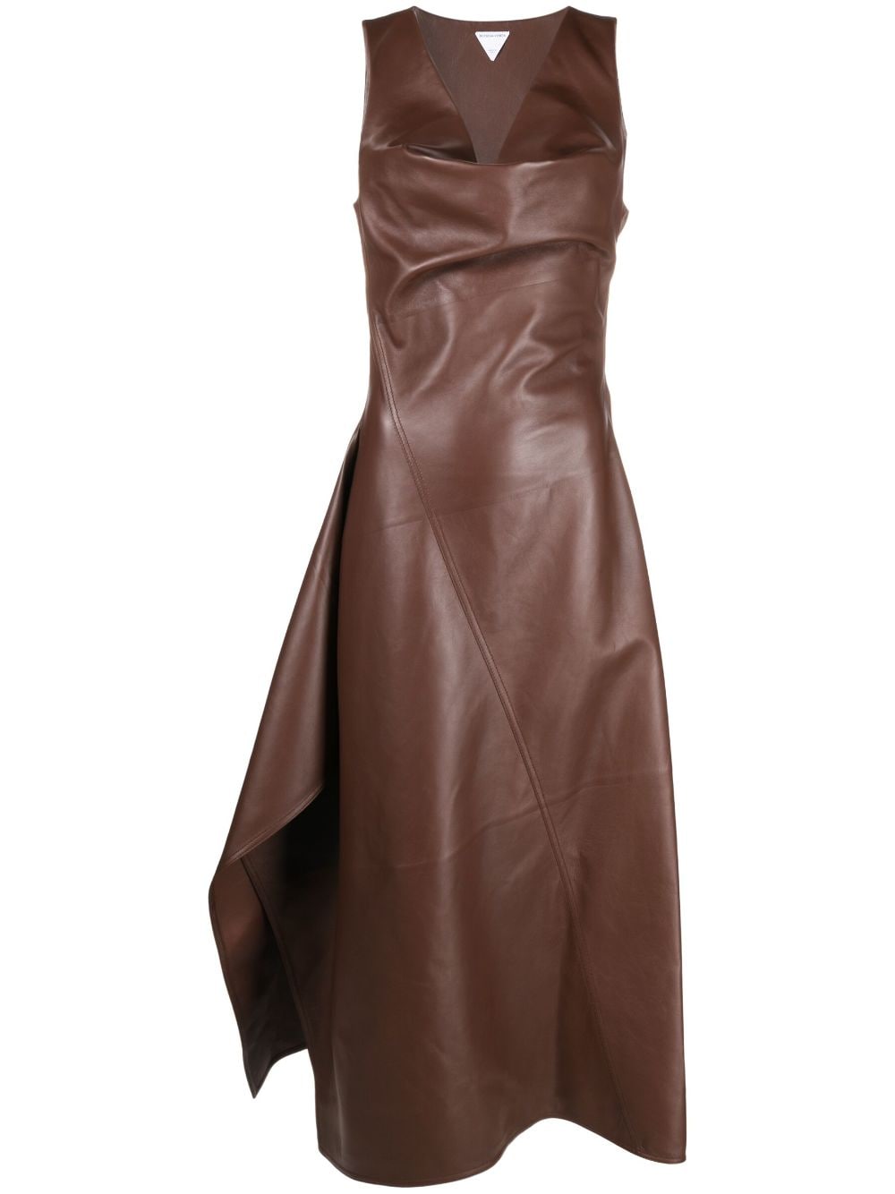 Bottega Veneta asymmetric leather dress - Brown von Bottega Veneta