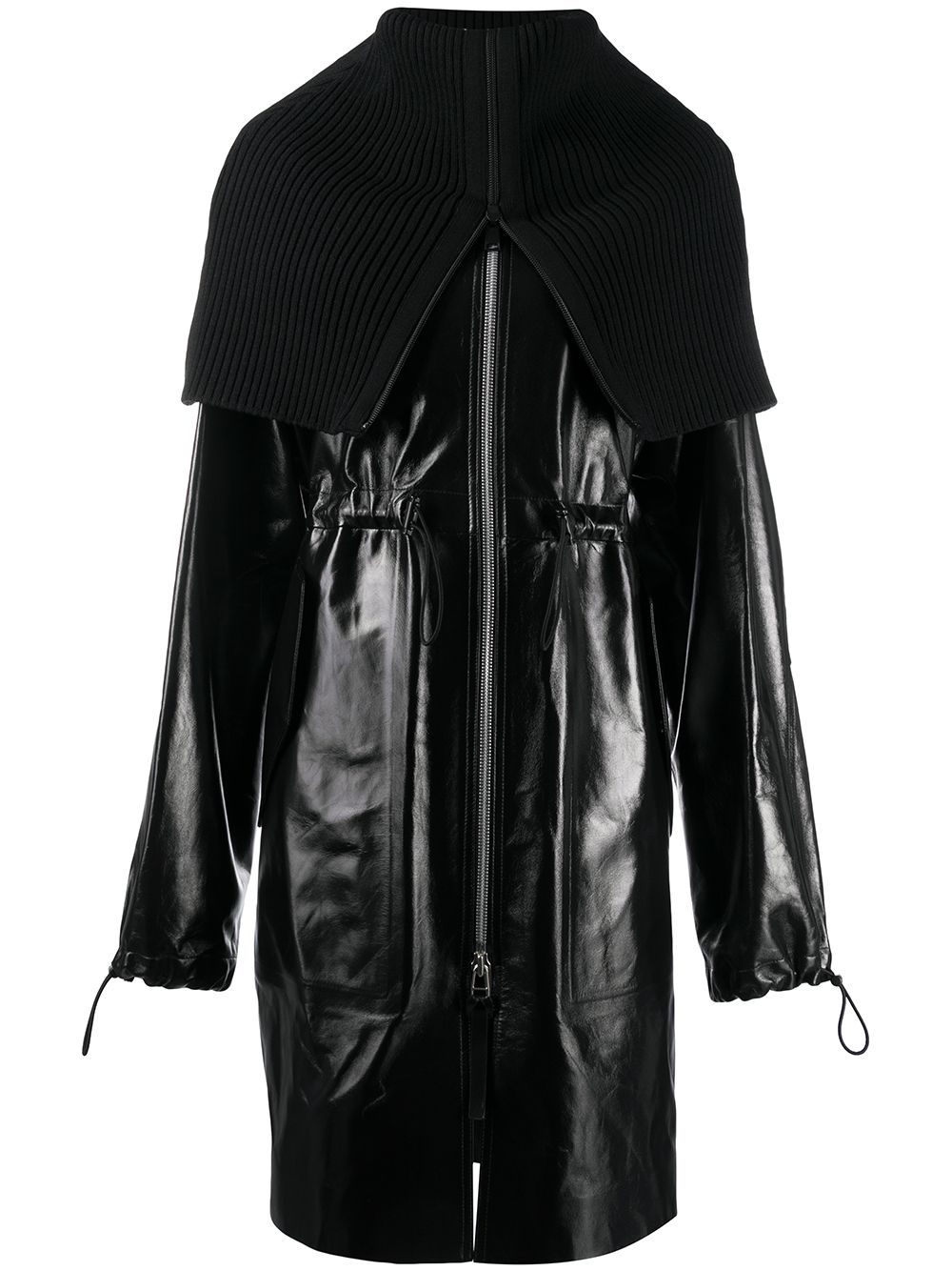 Bottega Veneta rib-knit funnel neck coat - Black von Bottega Veneta