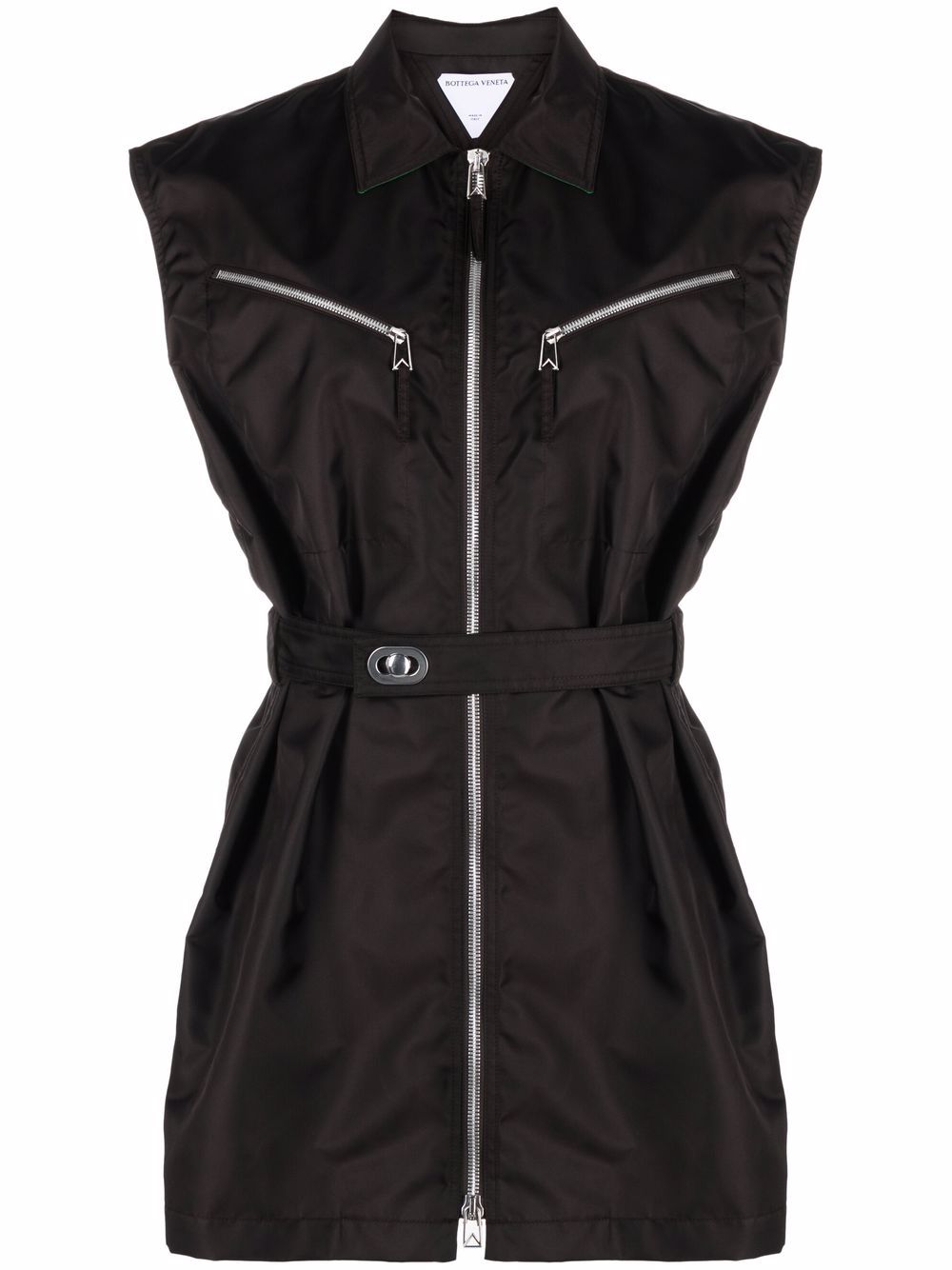 Bottega Veneta zip-up sleeveless shirtdress - Black von Bottega Veneta