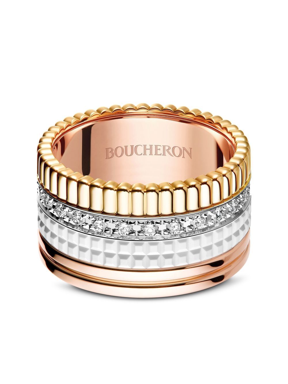 Boucheron 18kt rose, white and yellow gold Quatre White diamond large ring von Boucheron