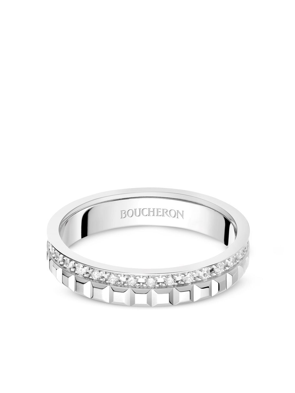 Boucheron 18kt white gold Clou de Paris diamond wedding ring von Boucheron