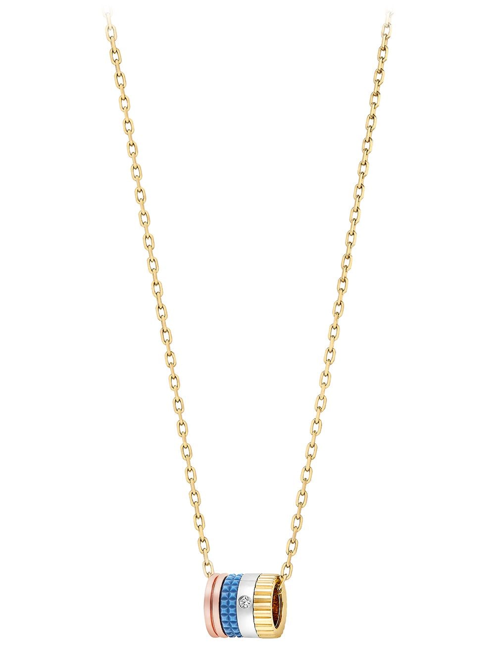 Boucheron 18kt yellow, white and rose gold Quatre Blue diamond mini ring pendant necklace von Boucheron