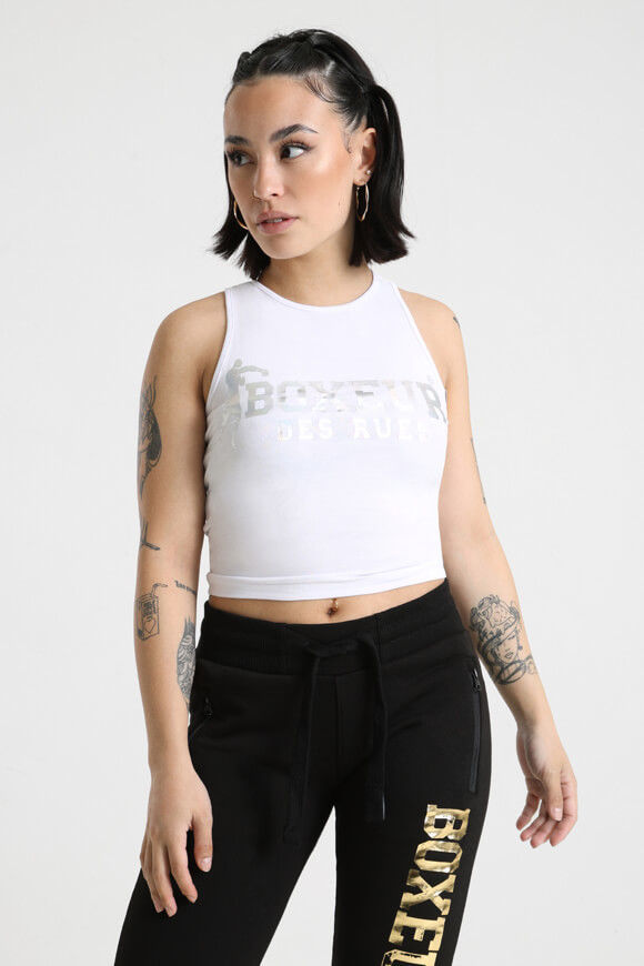 Boxeur des Rues Crop Tanktop | White + Silver | Damen  | L von Boxeur des Rues