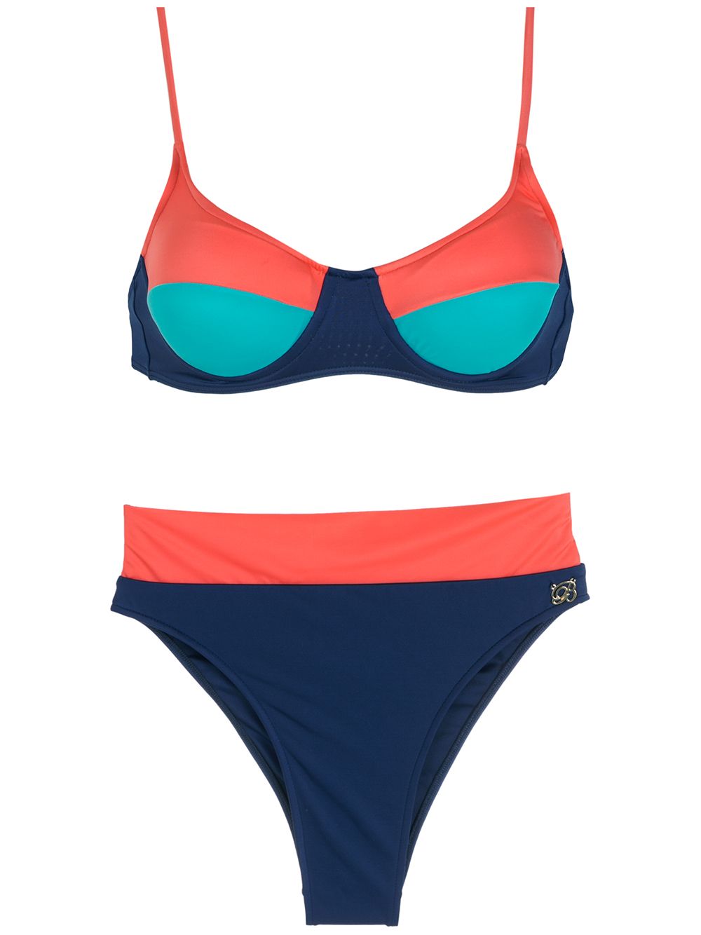 Brigitte colour-block high-waist bikini set - Blue