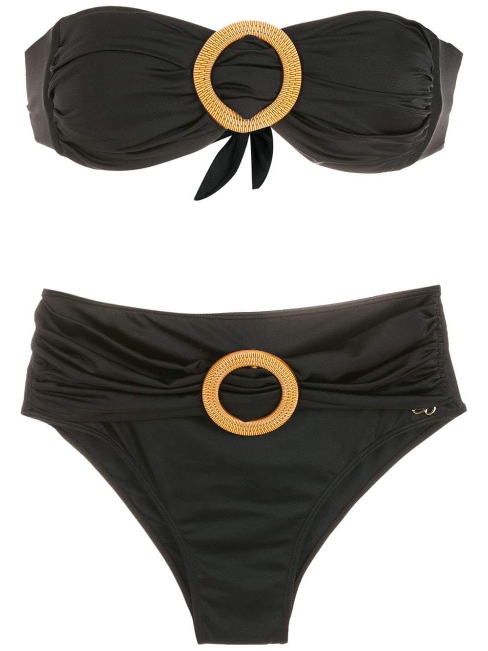 Brigitte ring-detail bandeau bikini set - Black von Brigitte