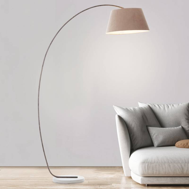 Brilliant Bogenlampe »Brok«, 1 flammig, Leuchtmittel E27   ohne Leuchtmittel, 196 cm Höhe, 121 cm Ausl., E27, schwenkbar, Beton/Metall/Textil, taupe von Brilliant